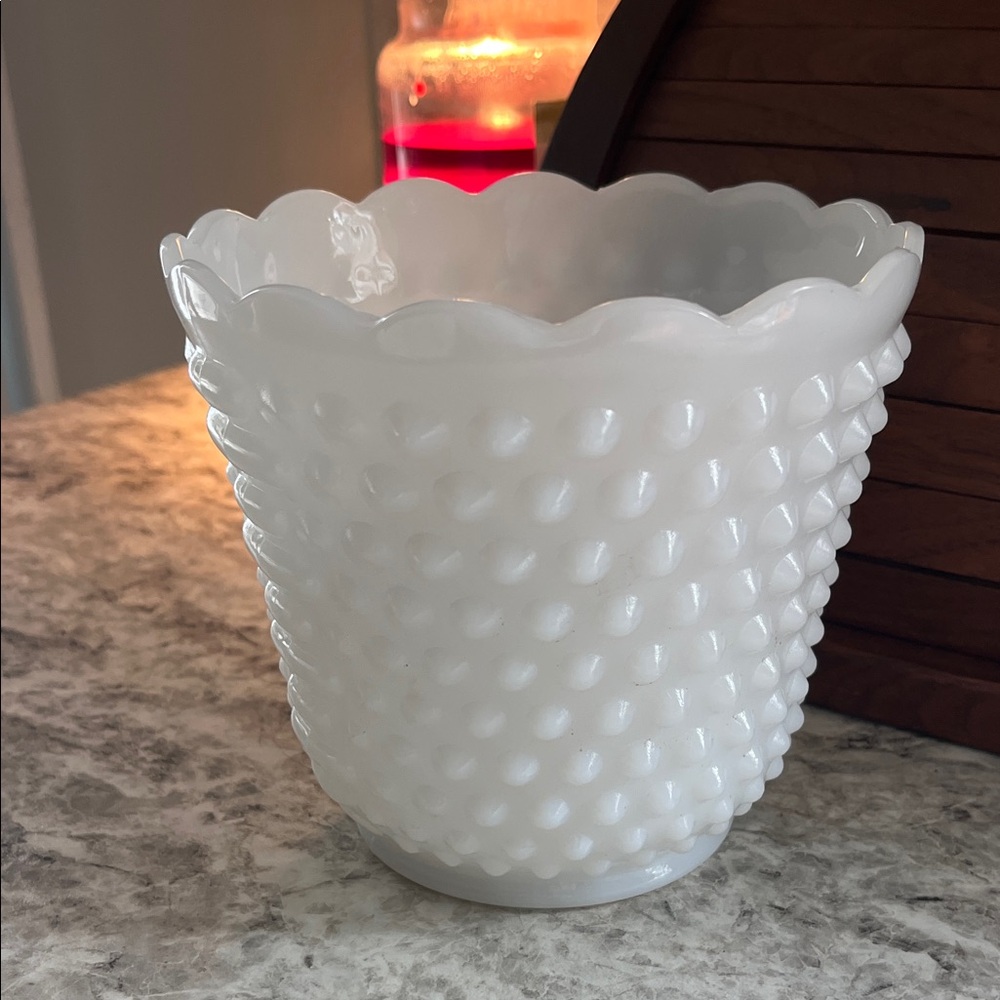 White Hobnail Glass Vase - Classic Home Accents